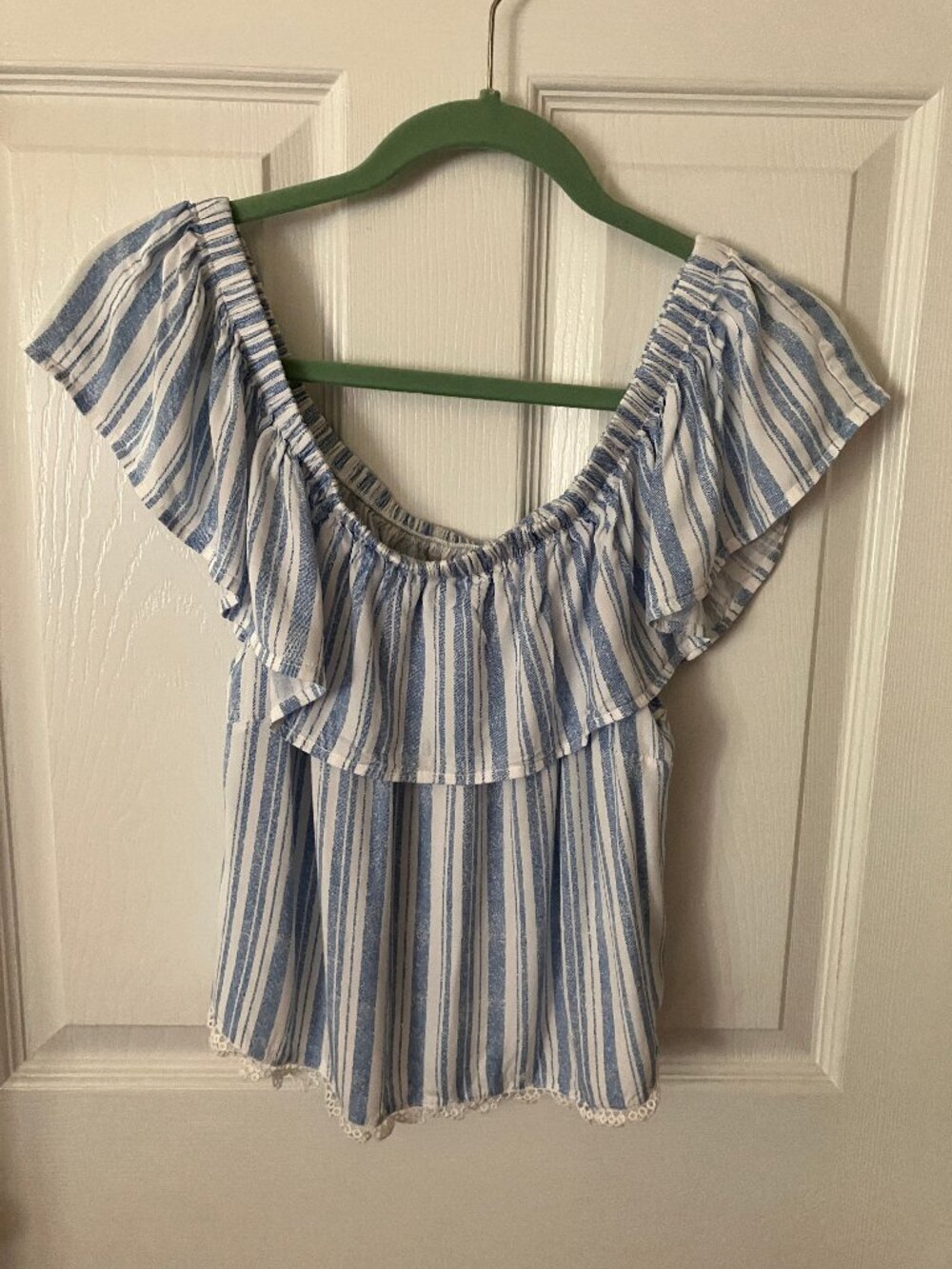 Bohemian ALTAR'D STATE Bloose/Top Blue/White striped Size M